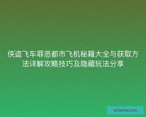侠盗飞车罪恶都市飞机秘籍大全与获取方法详解攻略技巧及隐藏玩法分享
